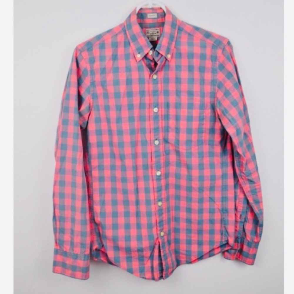 J CREW XS Slim Plaid Cotton Long Sleeve Shirt